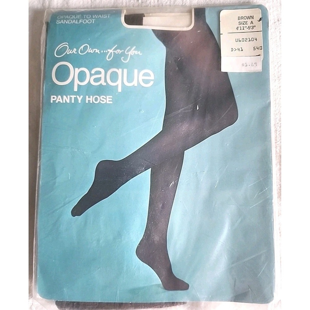 Vintage JCPenney Opaque To Waist Panty hose Brown  Size A Sandalfoot New